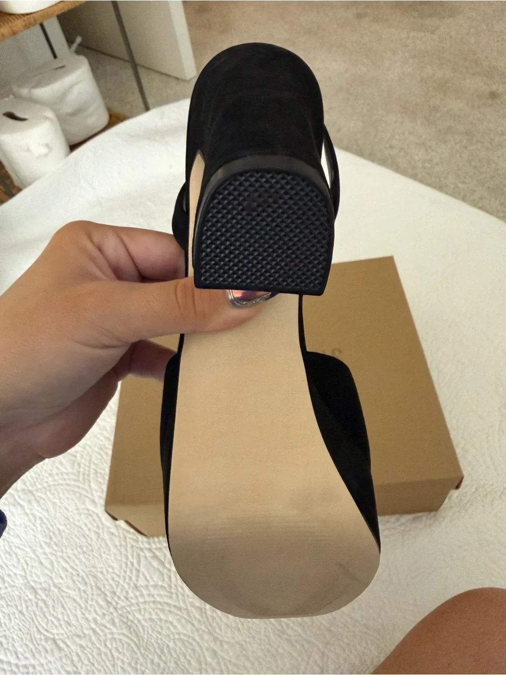 Steve Madden Black Suede Platform Ankle-Strap Heels